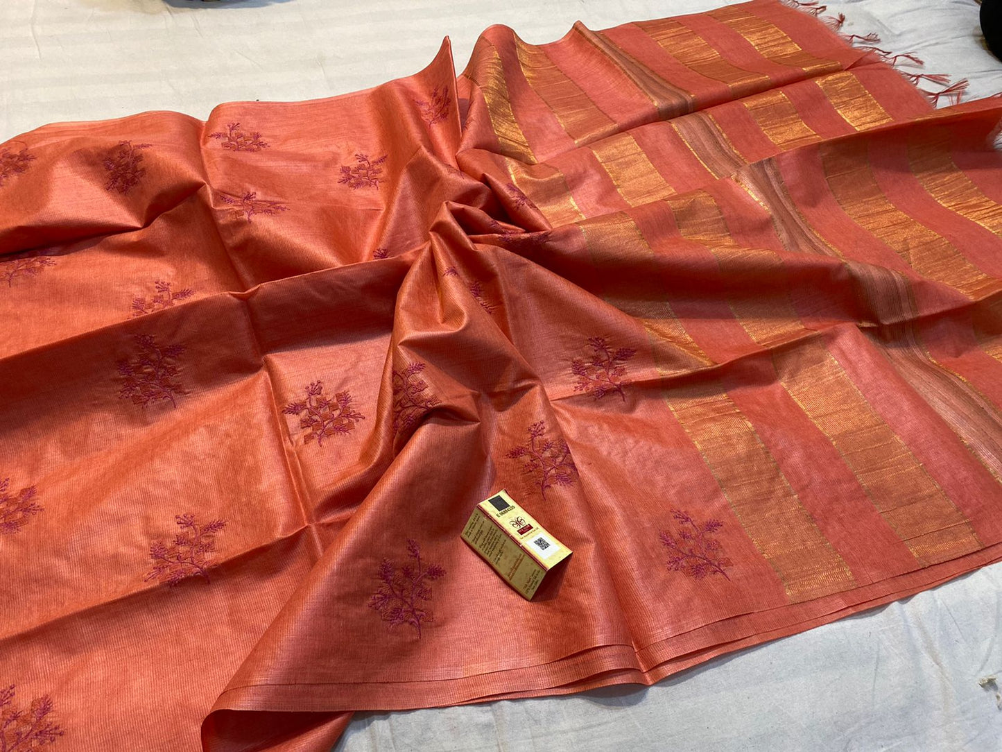 Semi Tussar Embroidered Saree