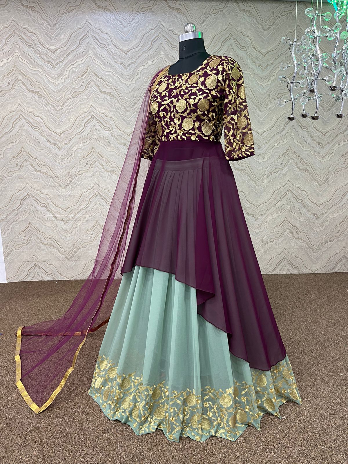 Western Top Lehenga with Embroidery
