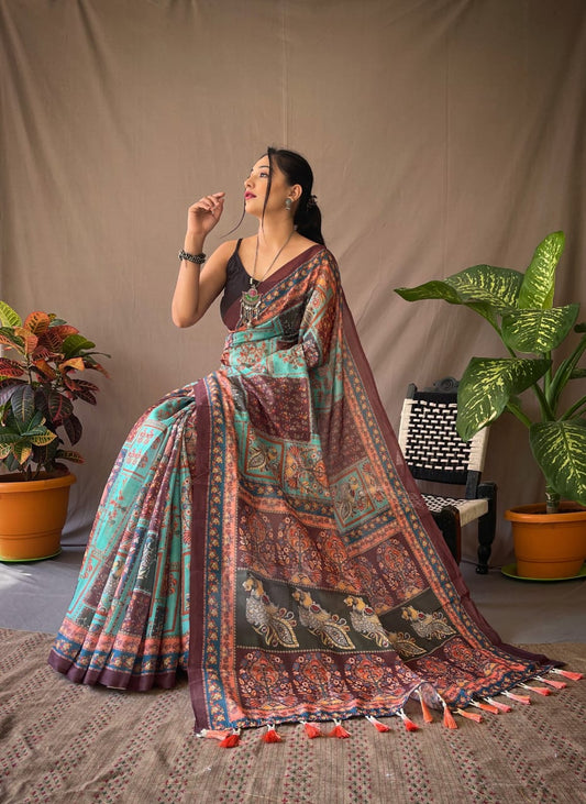 Kalamkari printed Saree