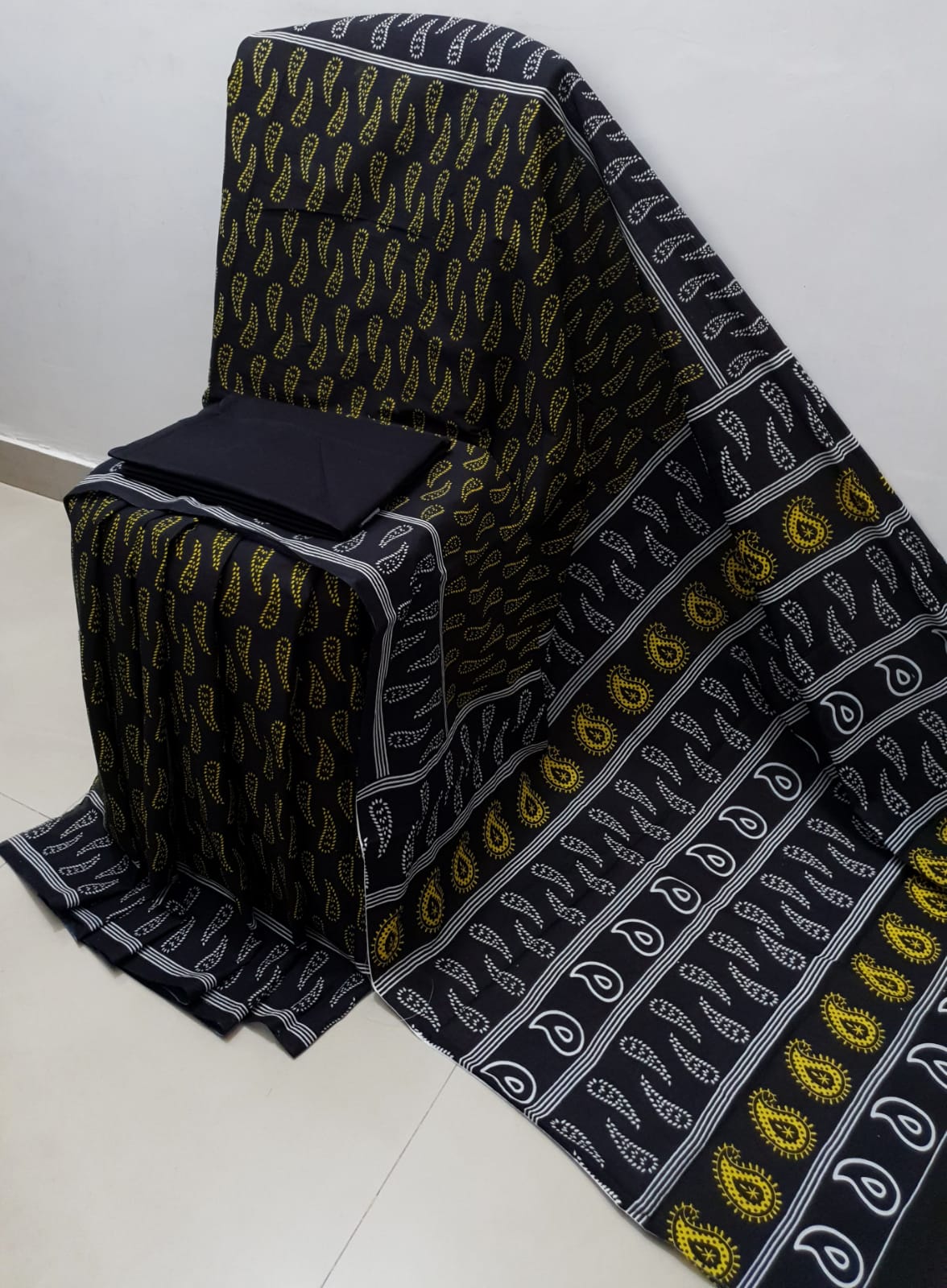 Bagru handblock printed Cotton Mulmul Saree