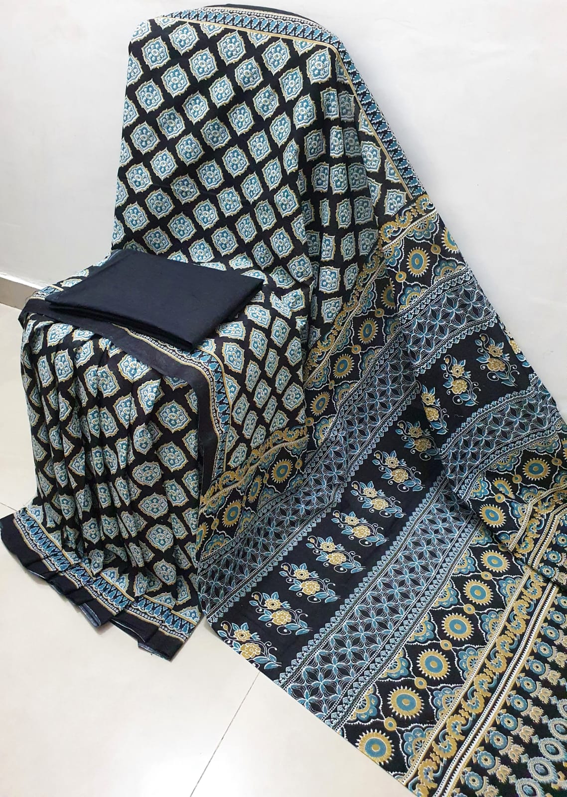 Bagru handblock printed Cotton Mulmul Saree