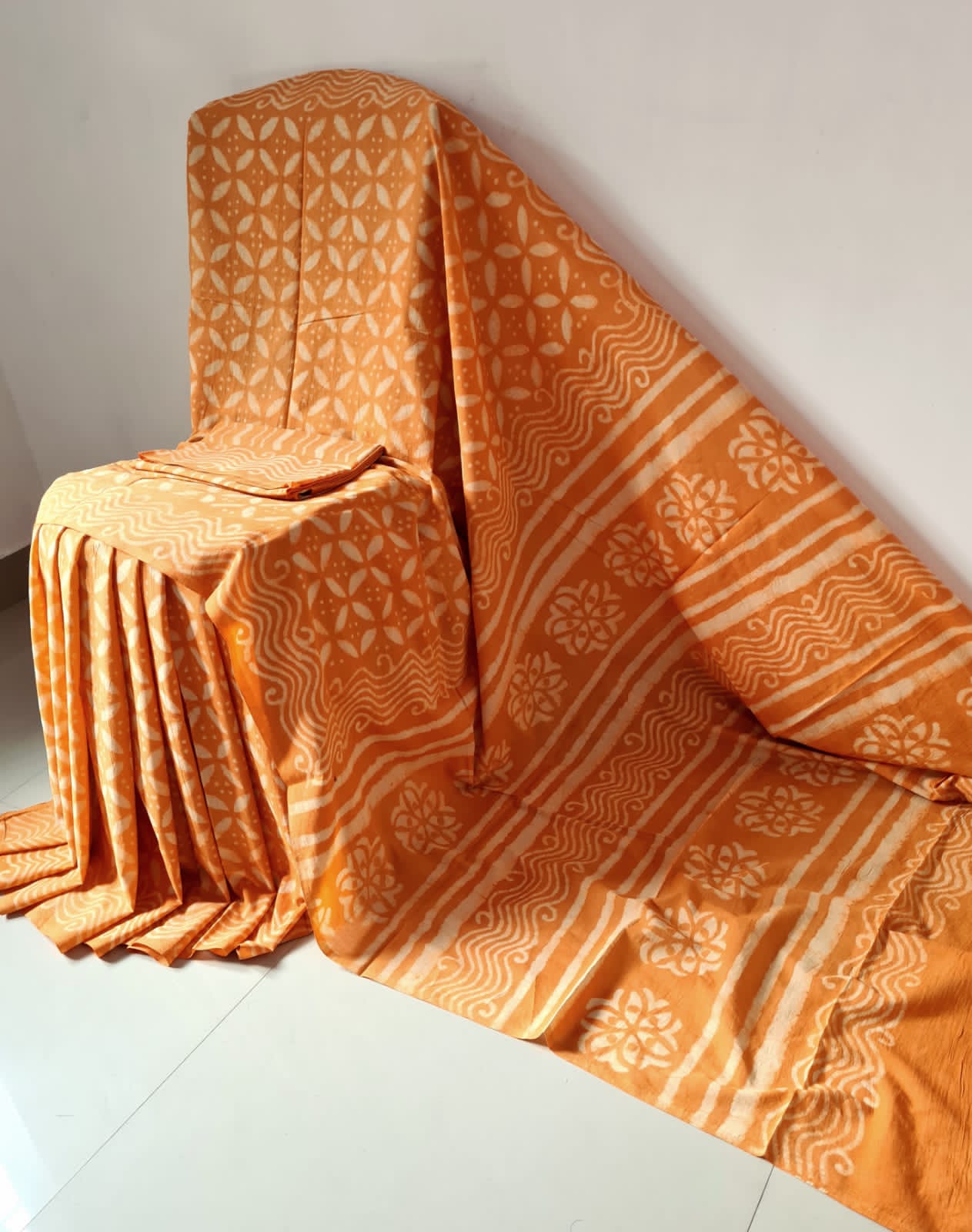 Bagru handblock printed Cotton Mulmul Saree