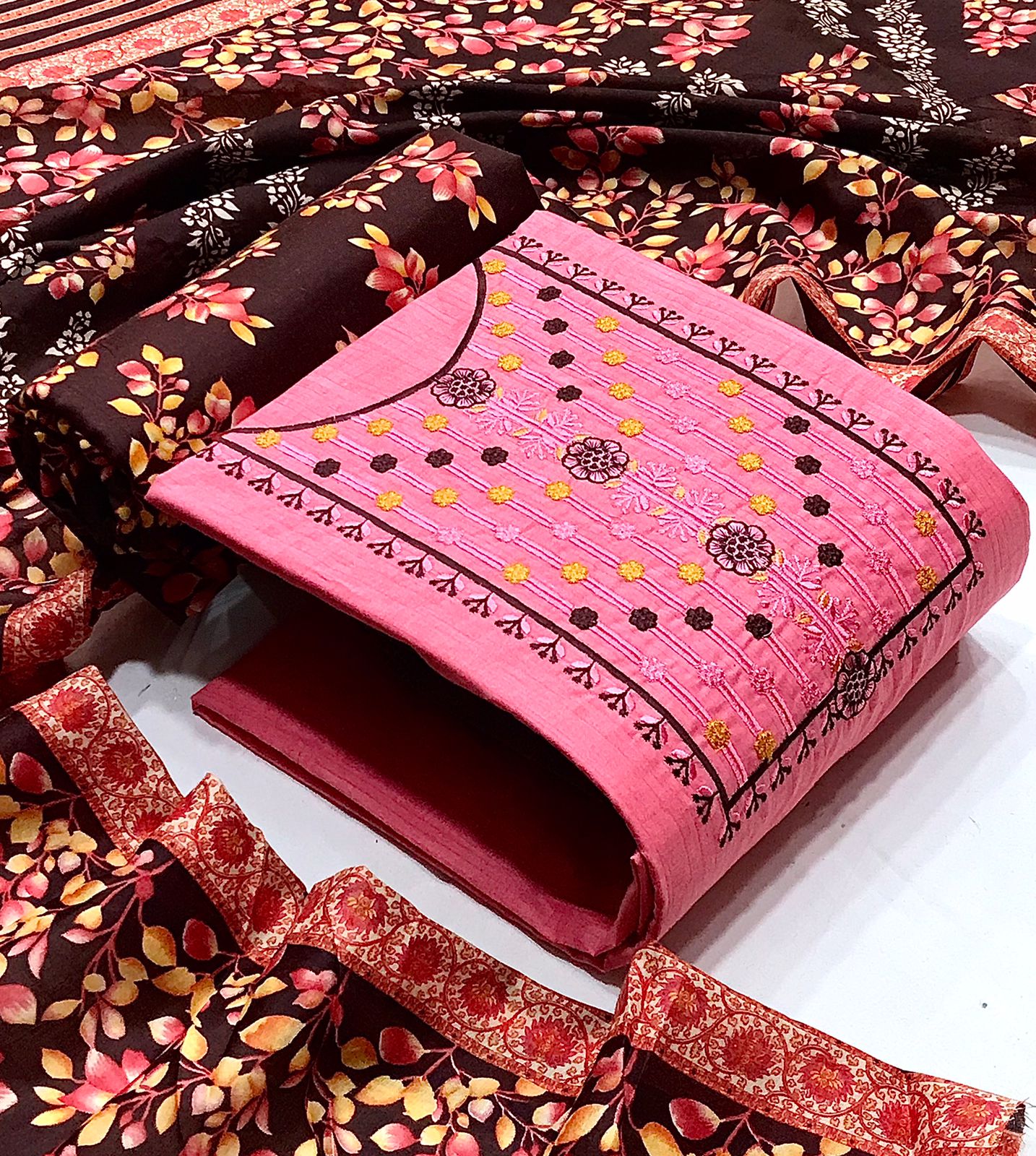 Embroidery plus printed Patiala Suit Materials
