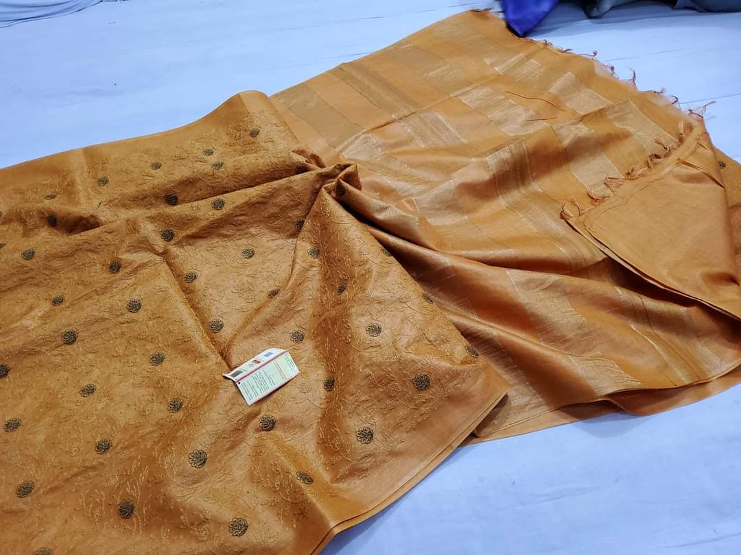 Pure tussar silk embroidery saree