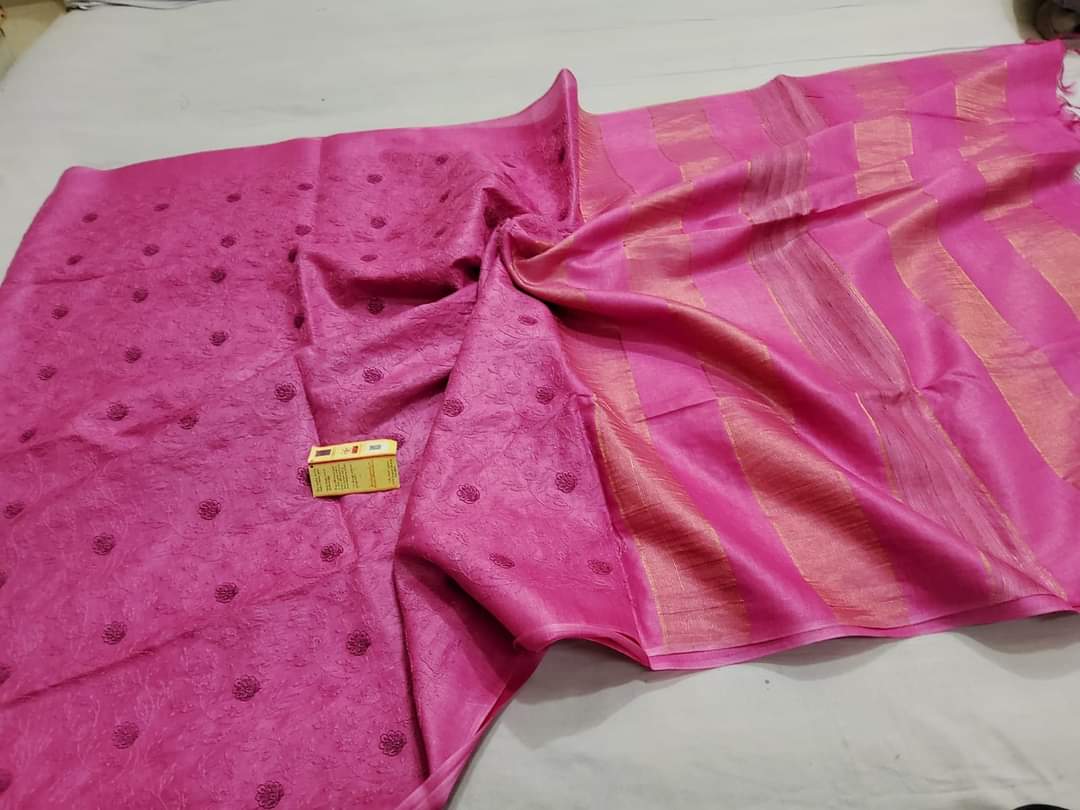 Pure tussar silk embroidery saree