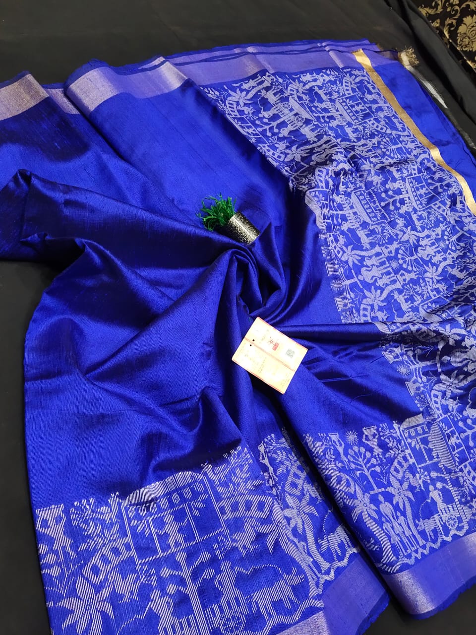 Pure silk saree with tribal art border