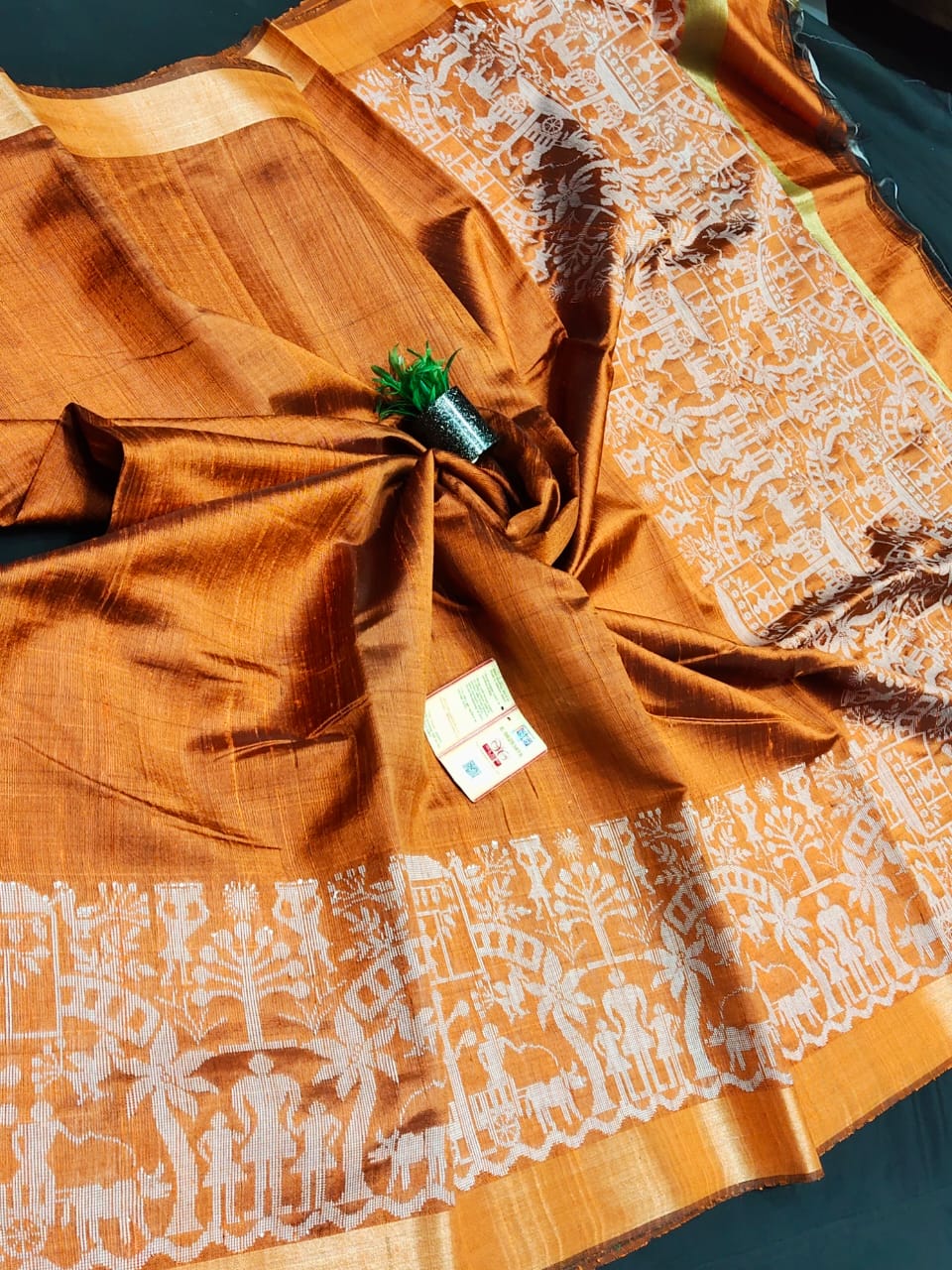 Pure silk saree with tribal art border