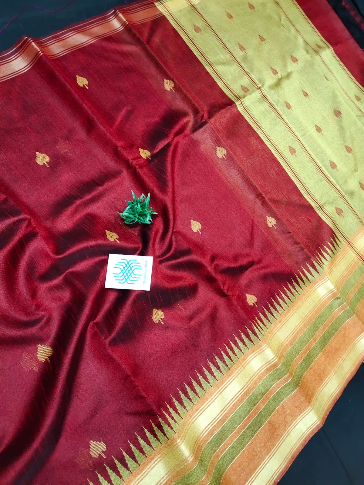Semi Raw Silk Saree with temple border