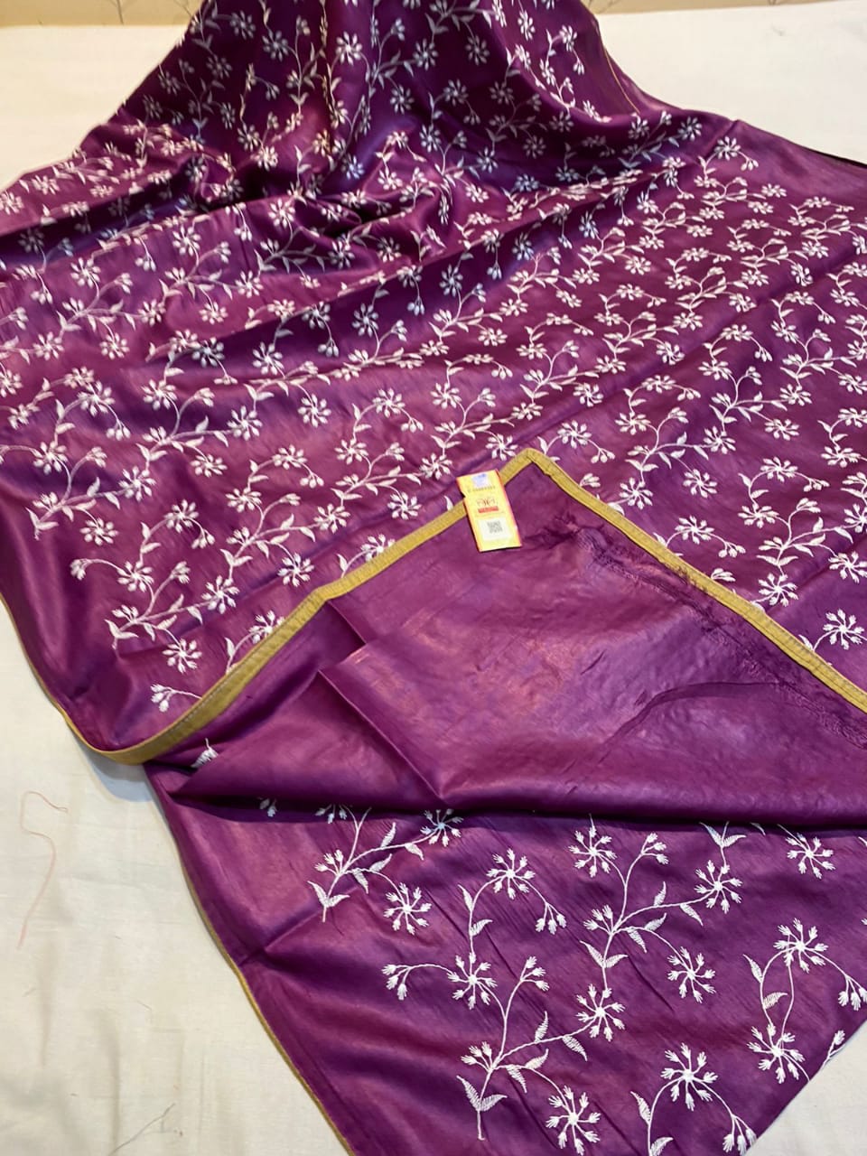 Semi tussar silk embroidered saree