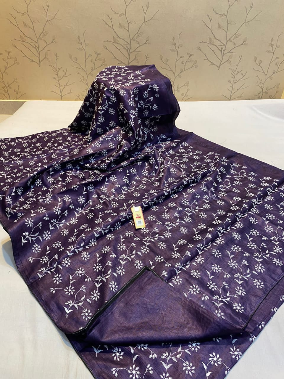 Semi tussar silk embroidered saree
