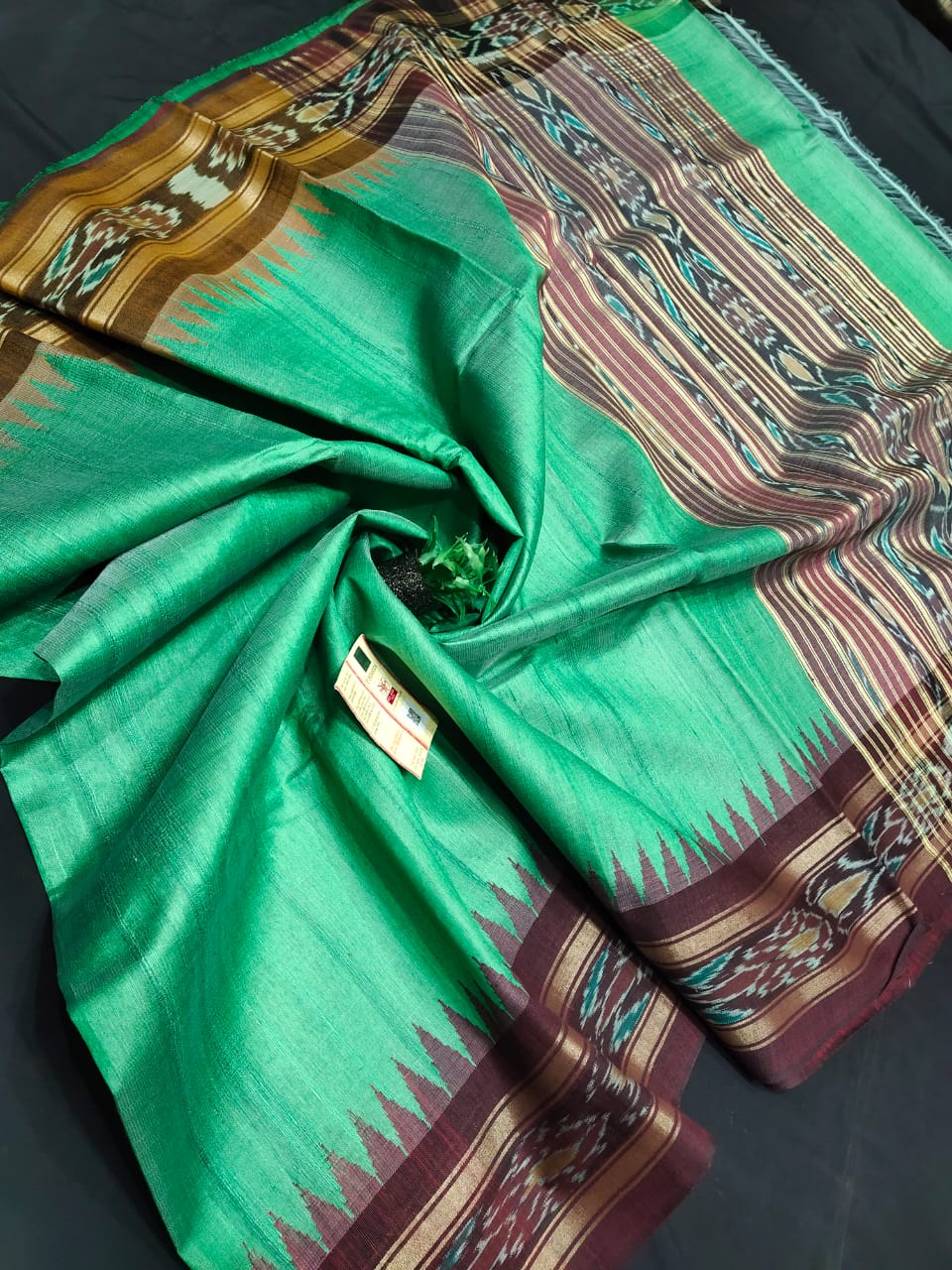 Pure Tussar Saree with Ikat temple border