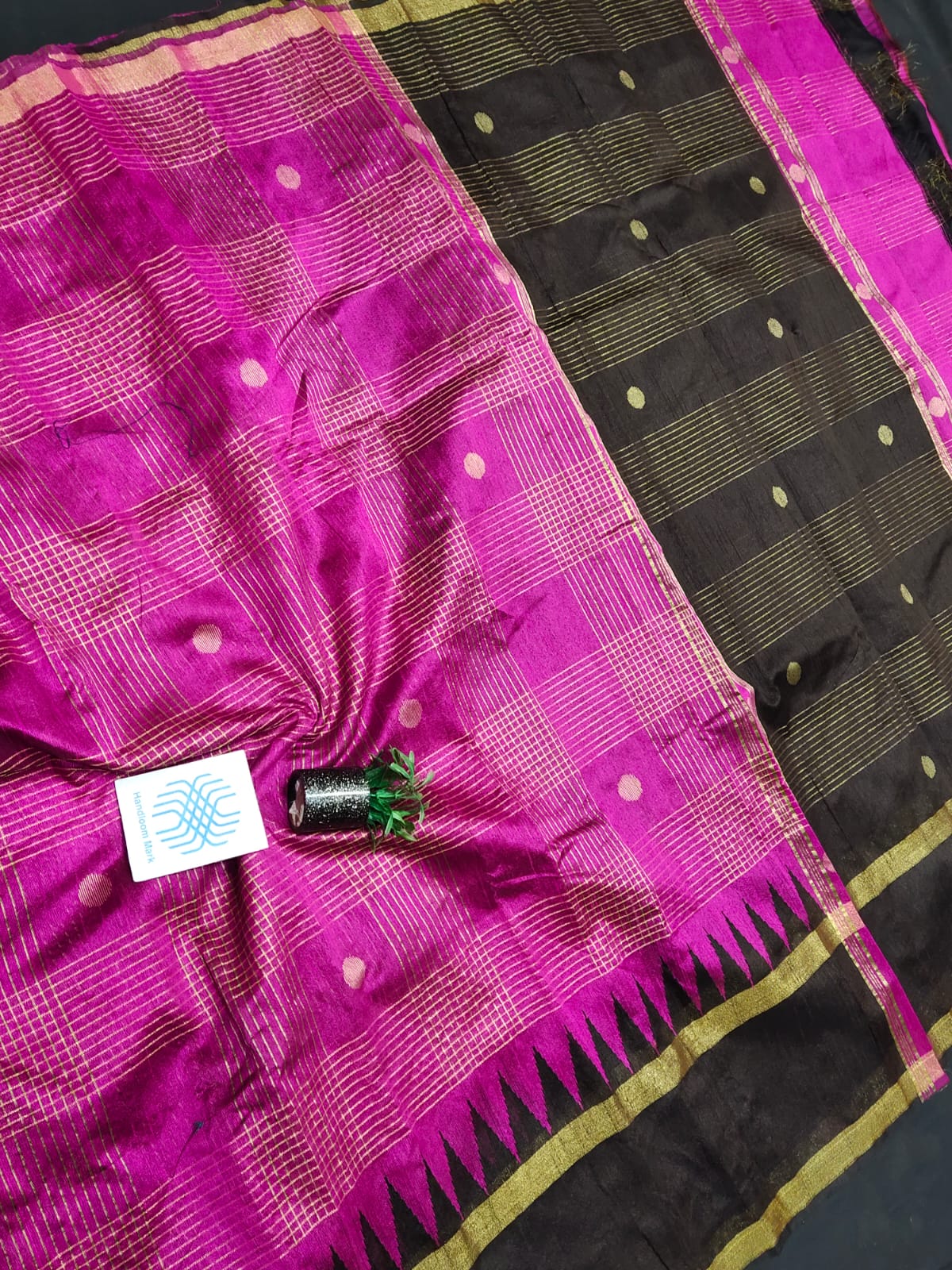 Semi Raw Silk Saree with temple border
