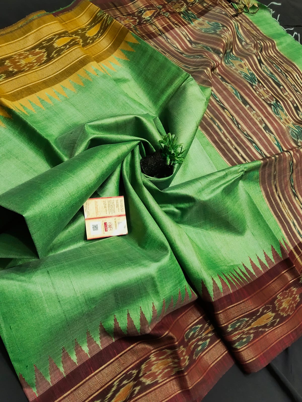 Pure Tussar Silk Saree with Ikat Border