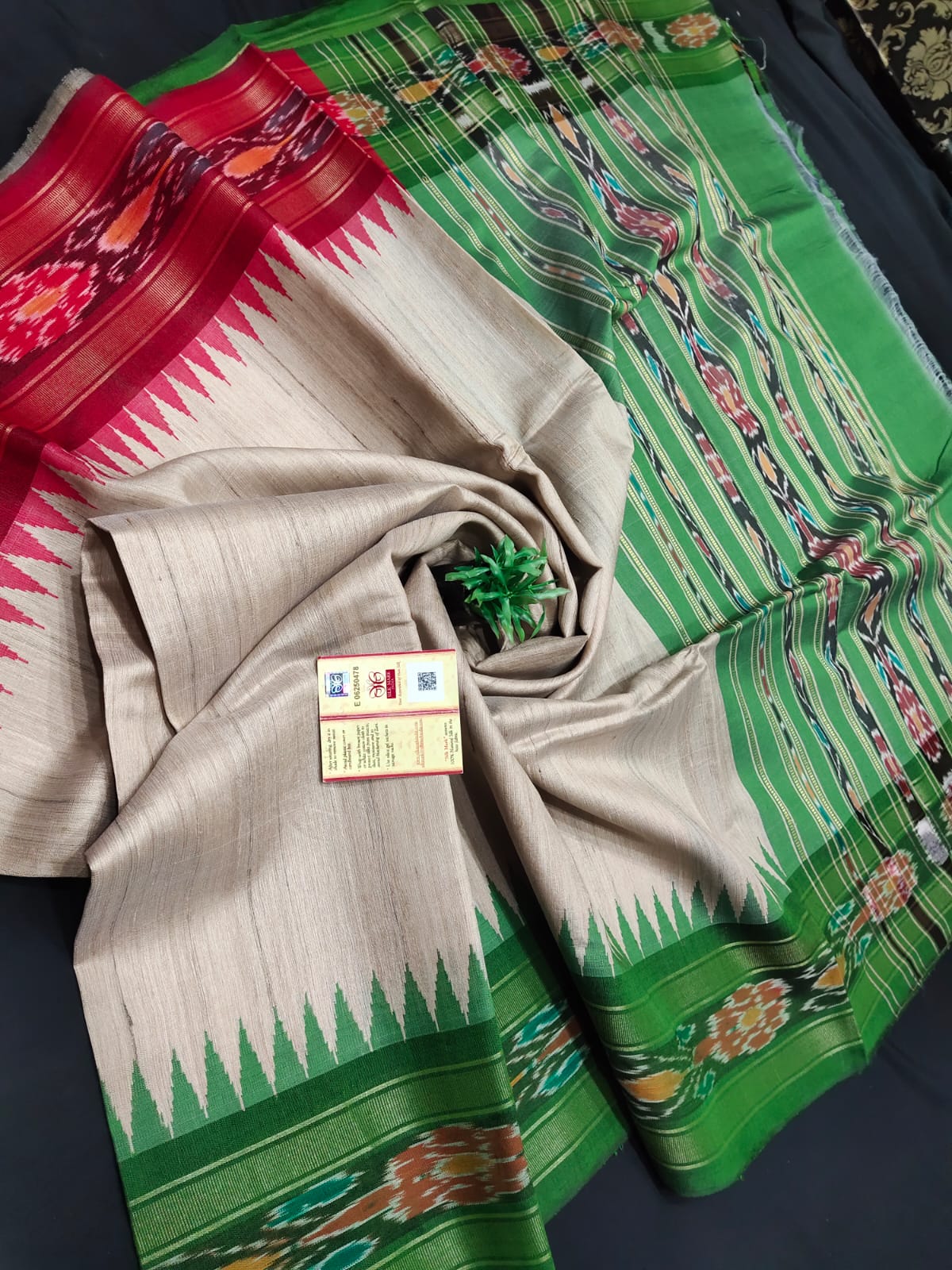 Pure Tussar Silk Saree with Ikat Border