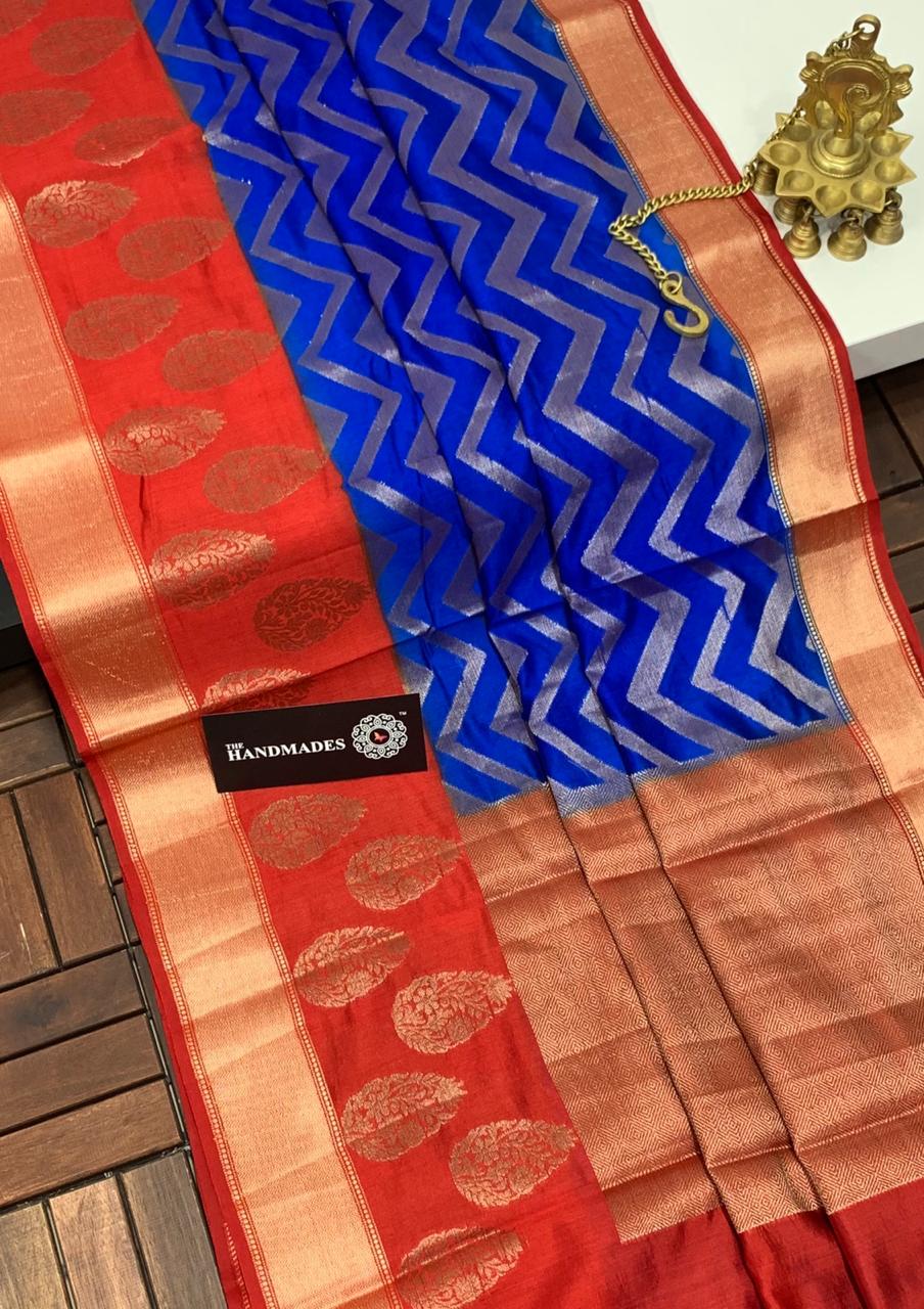 Silk saree with zigzag buta