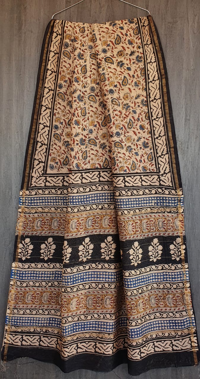 Handblock printed Chanderi Silk Saree