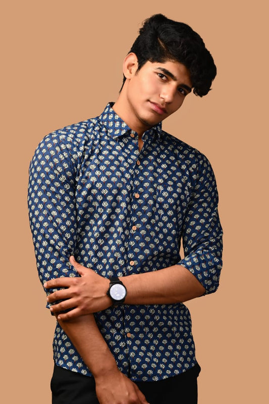 Pure Cotton Hand Block Shirts for Men