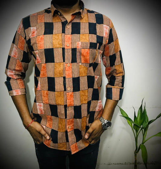 Pure Cotton Hand Block Shirts for Men