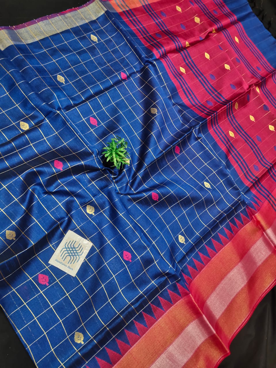 Semi raw silk saree with temple border