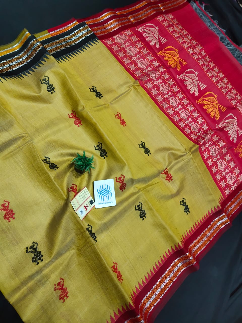 Pure desi Tussar silk Saree with temple Vidarbha border