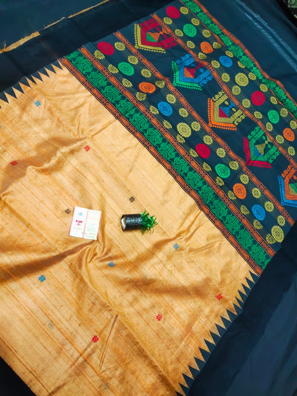 Pure Tussar Silk saree with temple border