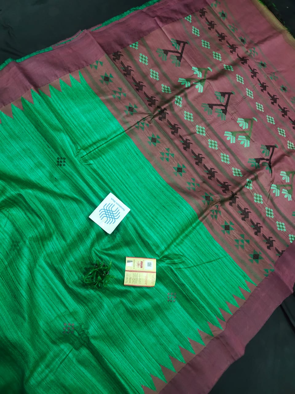 Pure Tussar Silk Saree with Temple Border