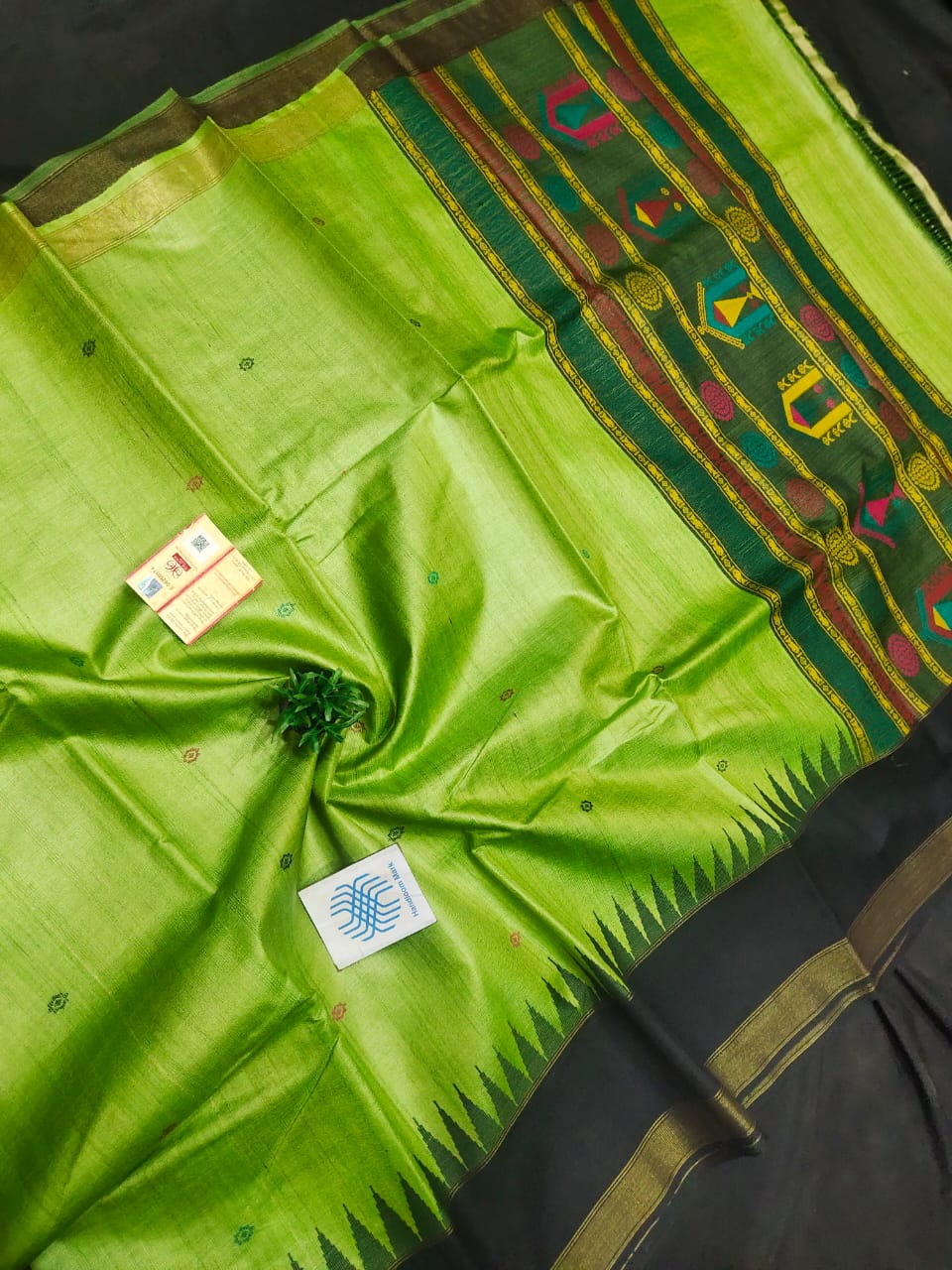 Pure Tussar Silk Saree with Temple Border