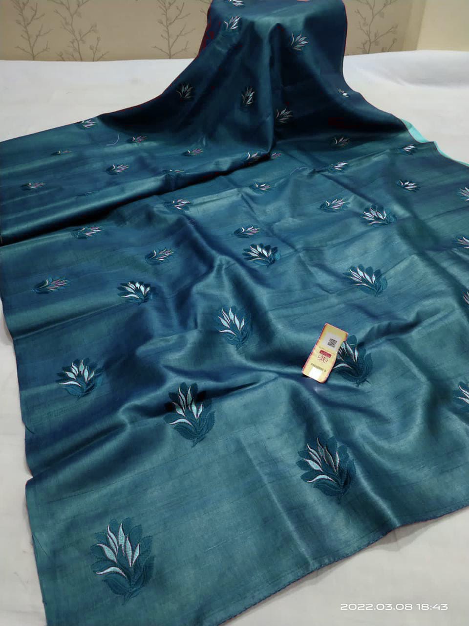 Semi Tussar silk embroidered saree