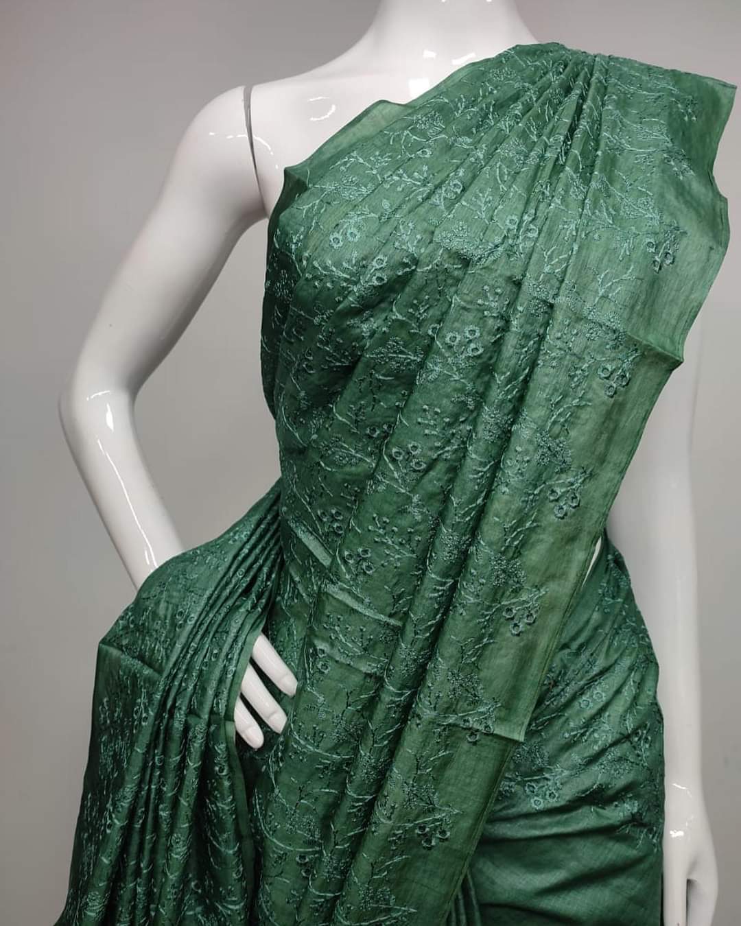 Semi tussar embroidered silk saree