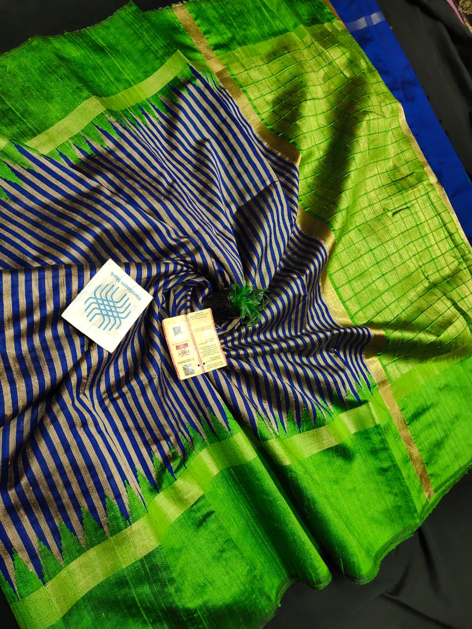Pure raw silk temple border Saree