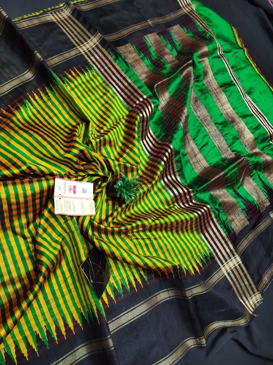Pure raw silk temple border Saree
