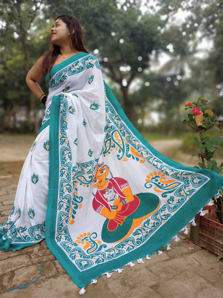 Printed cotton  saree