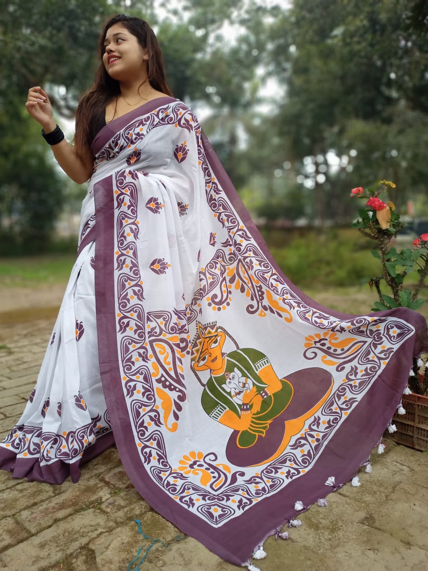 Printed cotton  saree