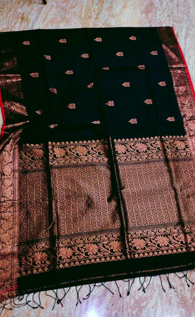 Pure mercerized cotton saree with copper zari
