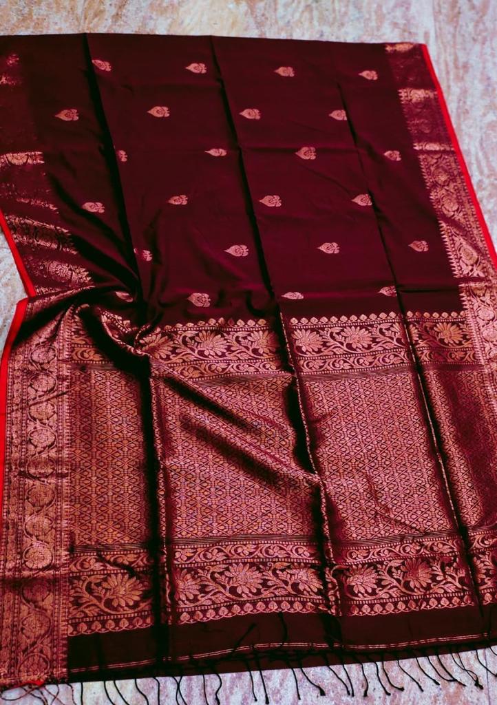 Pure mercerized cotton saree with copper zari