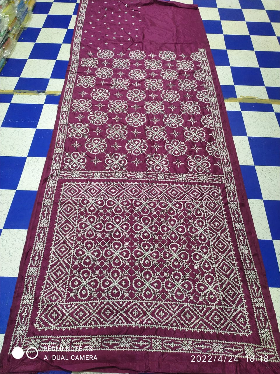 Gujrati Kantha stitched saree