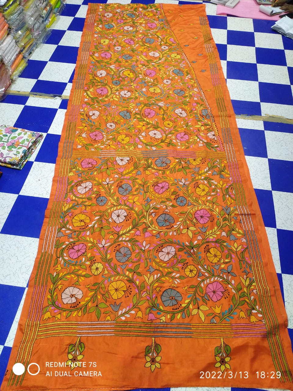 Gujrati Kantha stitched saree