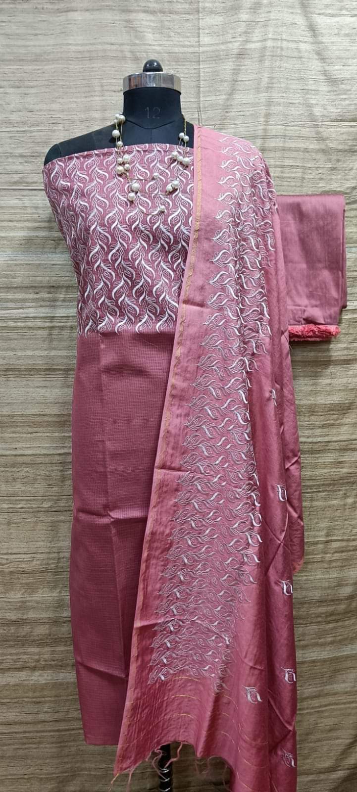 Semi Linen Top cotton silk bottom and dupatta