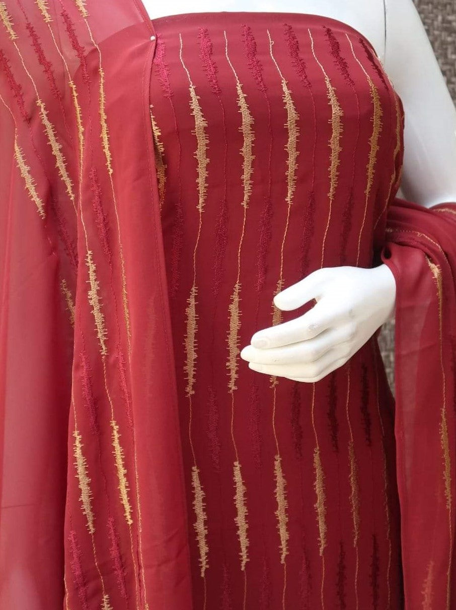 Semi Tussar Silk Embroidered Suit Materials