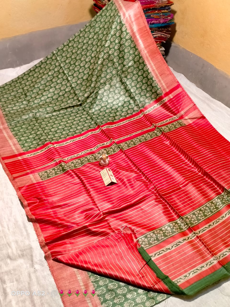 Tussar Ghicha Block Print Saree