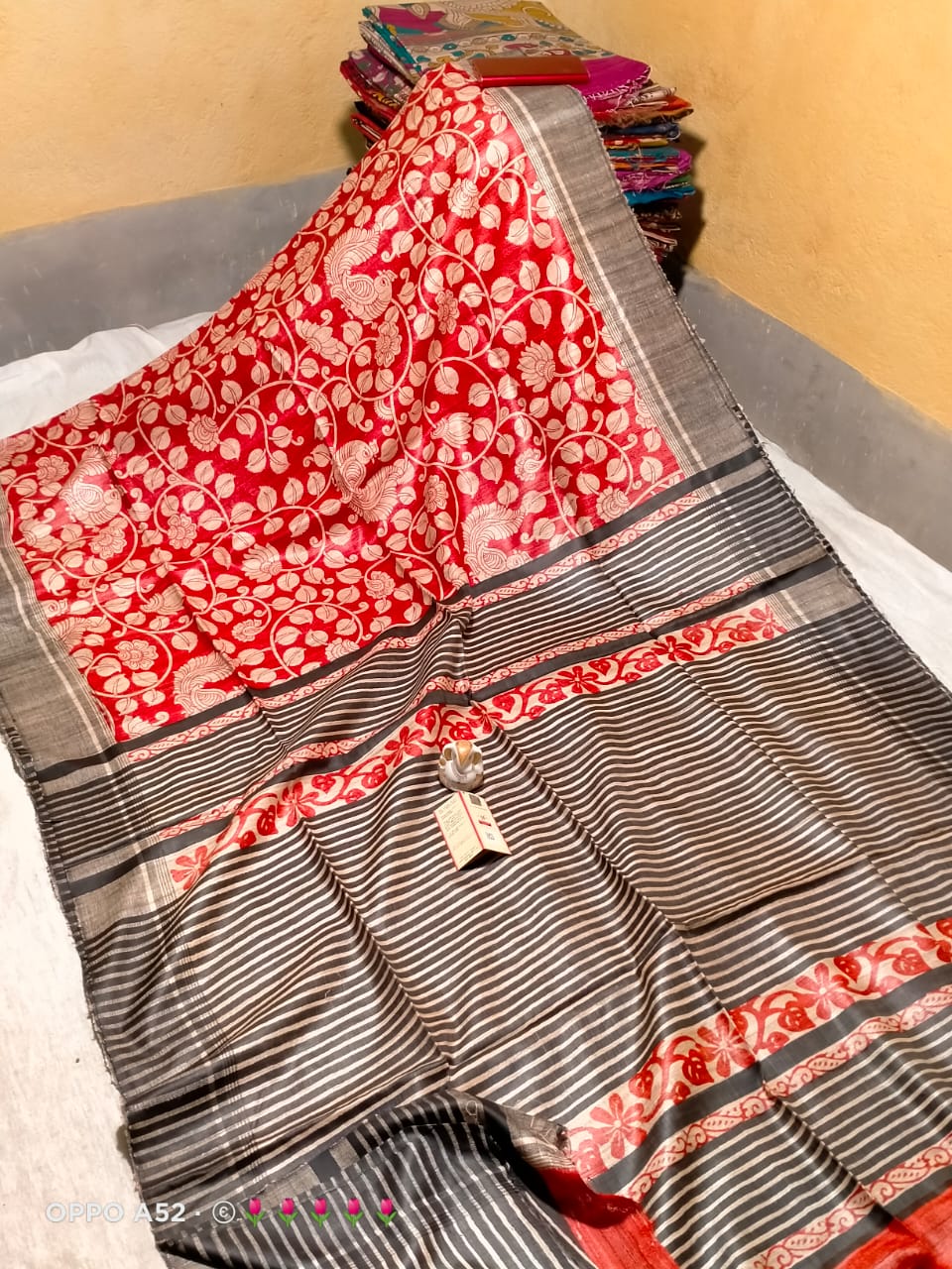 Tussar Ghicha Block Print Saree