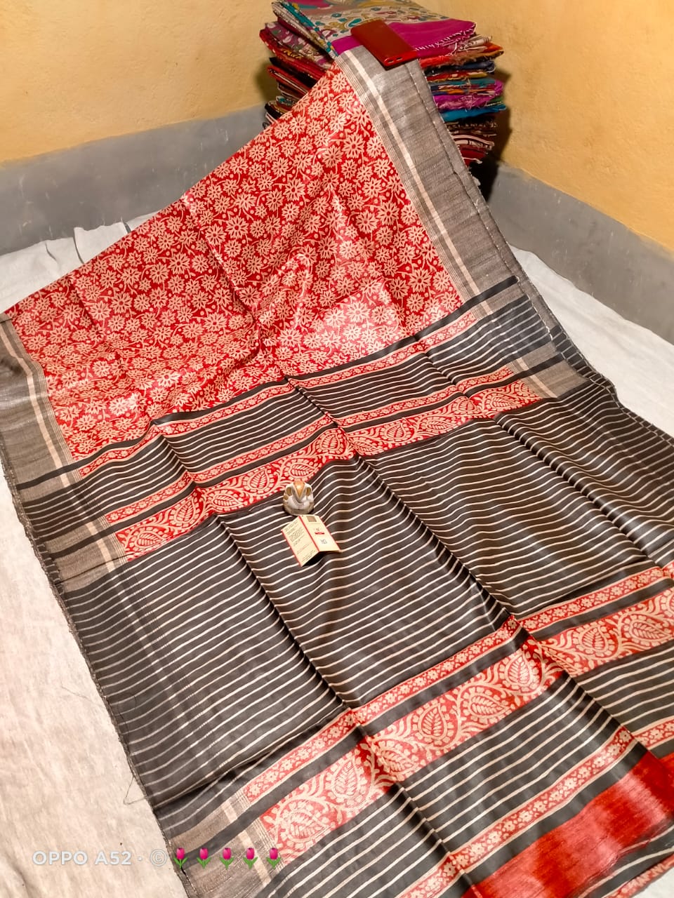 Tussar Ghicha Block Print Saree