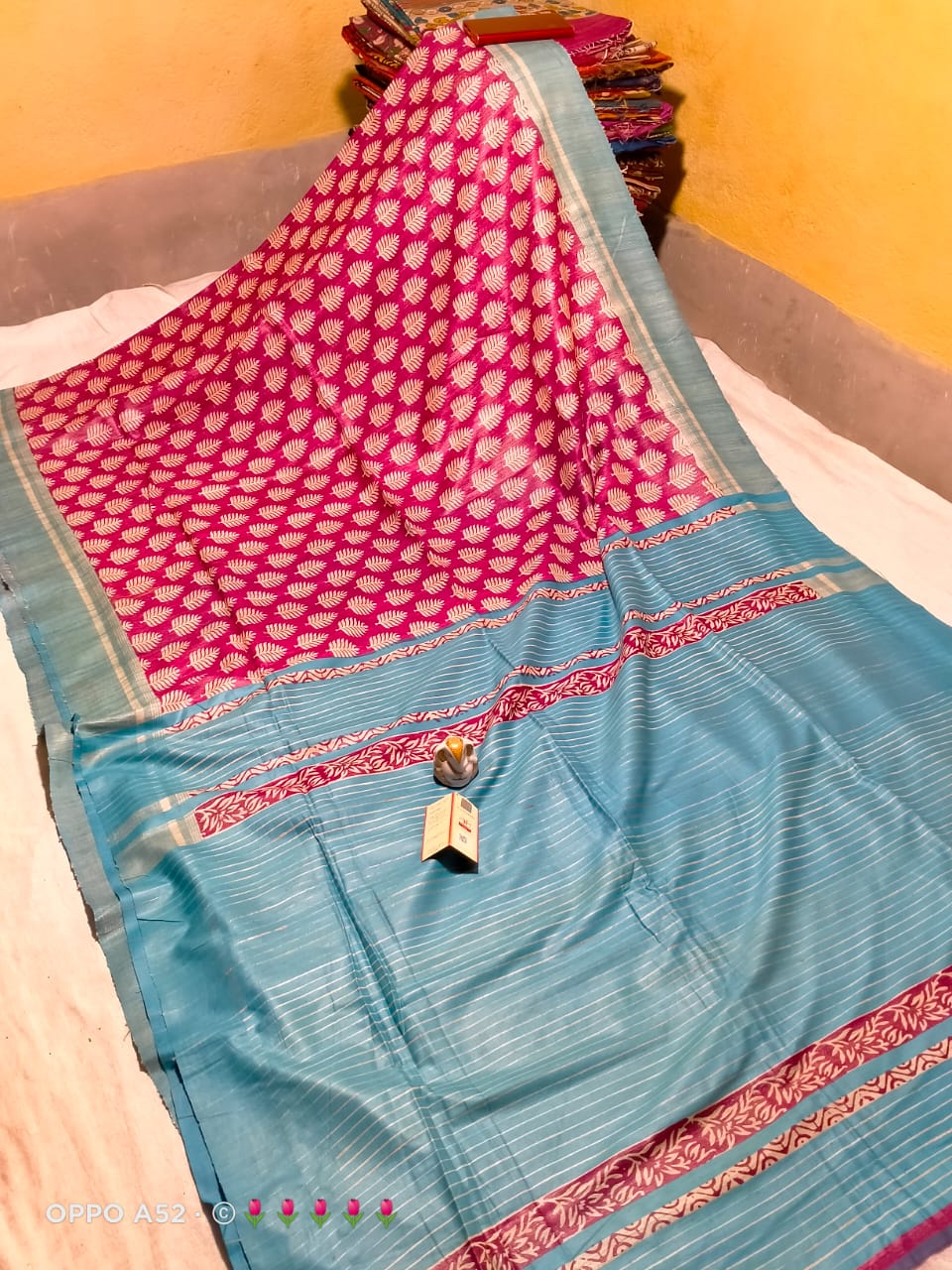 Tussar Ghicha Block Print Saree