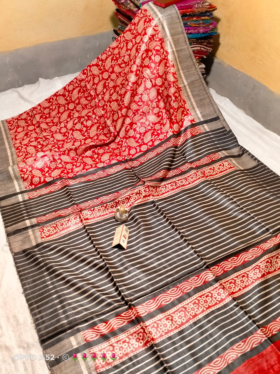 Tussar Ghicha Block Print Saree