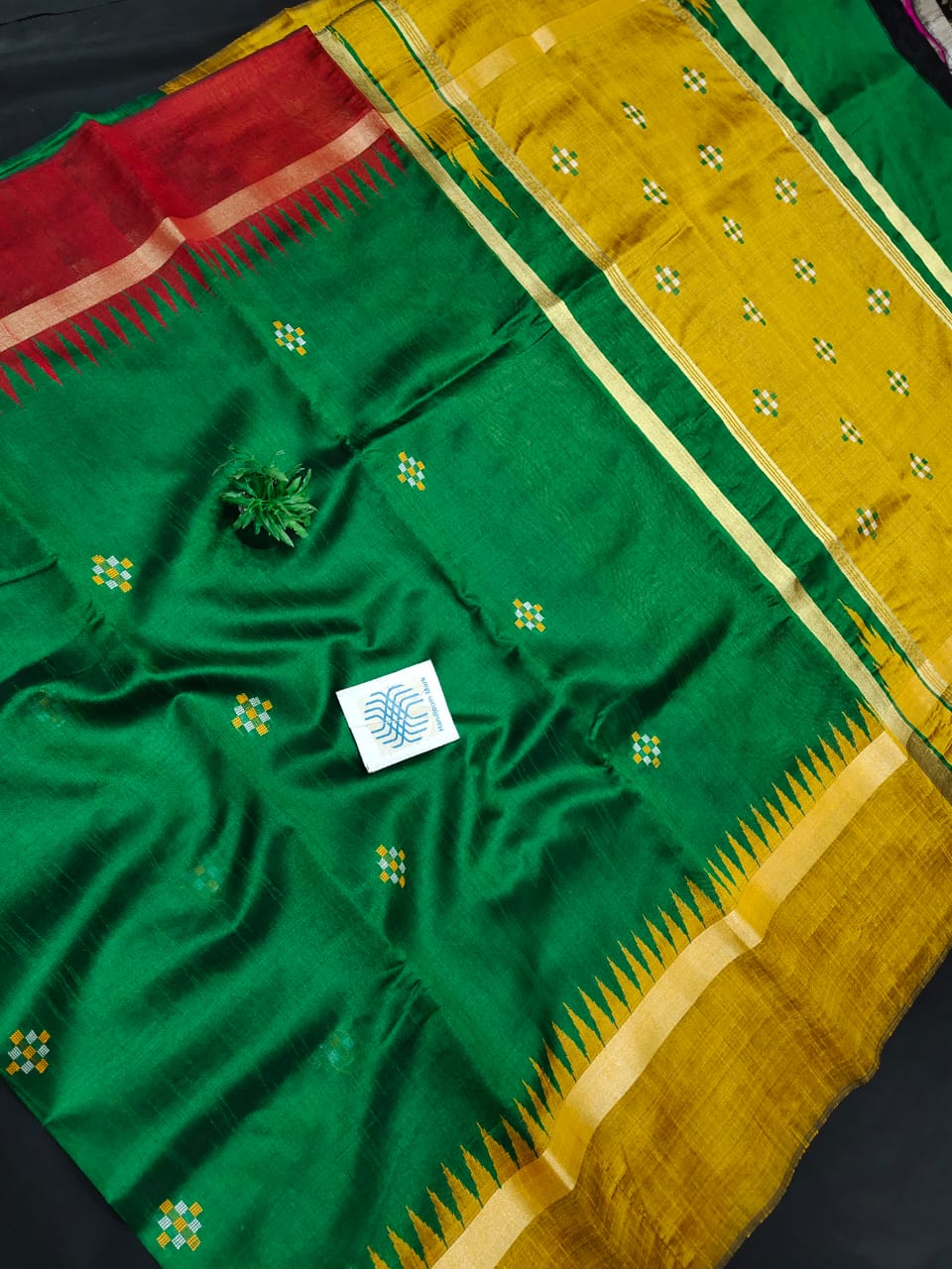 Semi Raw Silk Saree with Body Buti and Temple Border