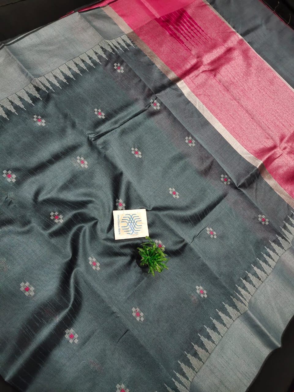 Semi Raw Silk Saree with Khapa temple border