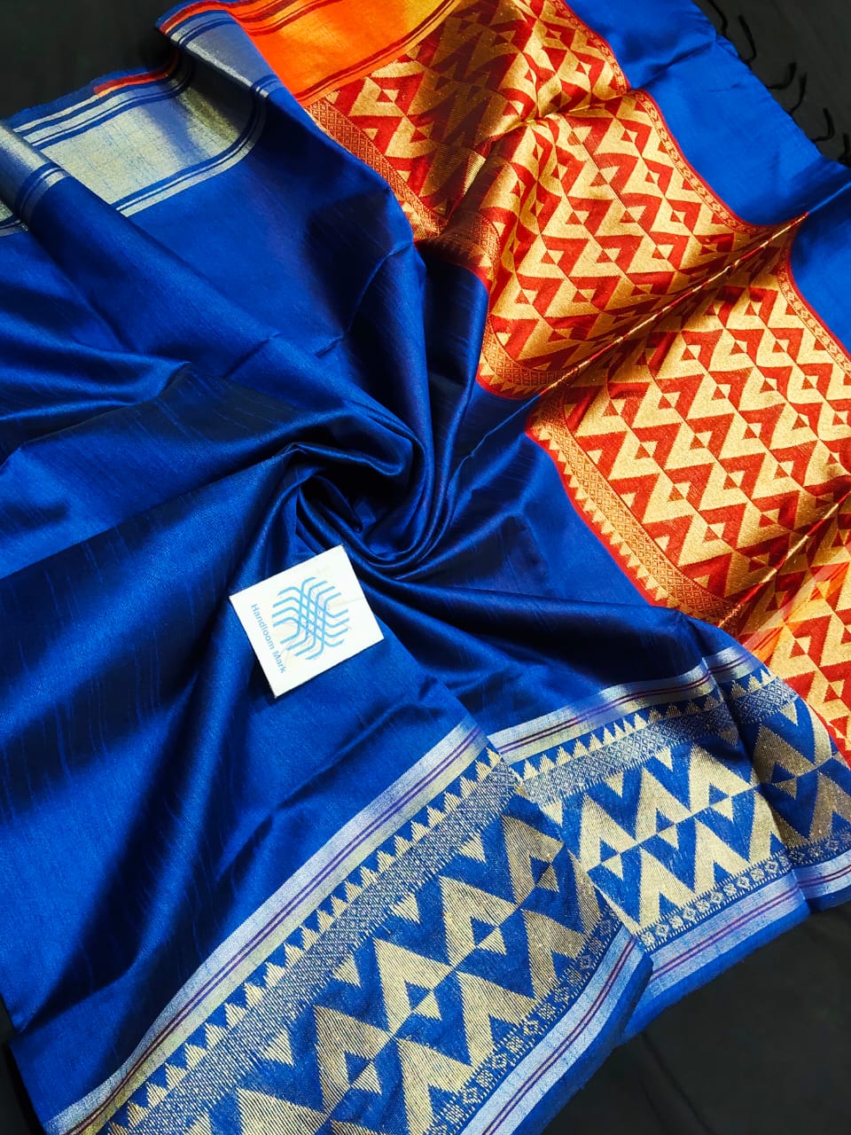 Semi raw silk saree with Jamdani Handmade border