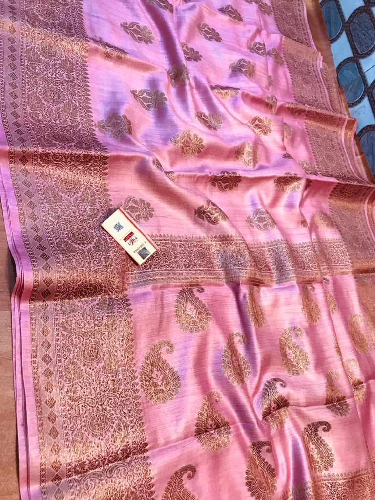 Handloom Pure Tussar Munga Banarasi saree
