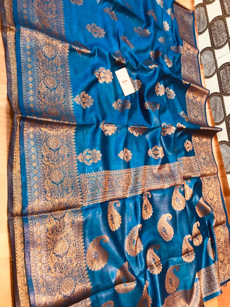Handloom Pure Tussar Munga Banarasi saree