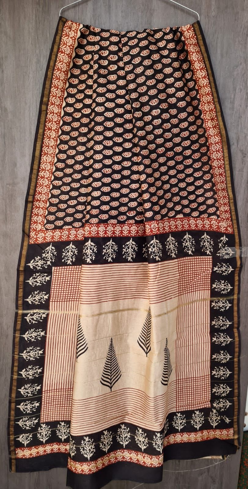 Handblock bagru printed pure Chanderi sarees